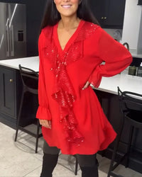 Ksenia – Elegante Damenbluse mit Volantdetail