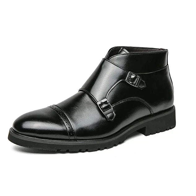 Alain™ - Doppelte Monk-Stiefel aus Leder mit Riemen