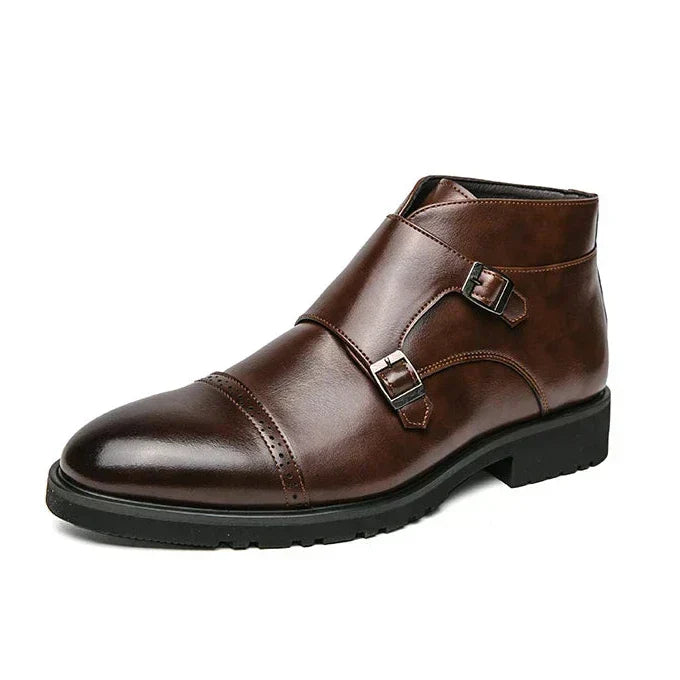 Alain™ - Doppelte Monk-Stiefel aus Leder mit Riemen