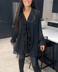 Ksenia – Elegante Damenbluse mit Volantdetail